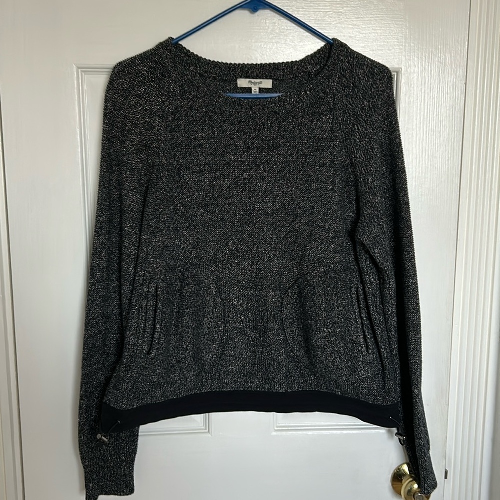 Madewell black heathered cotton-linen blend sweater, medium